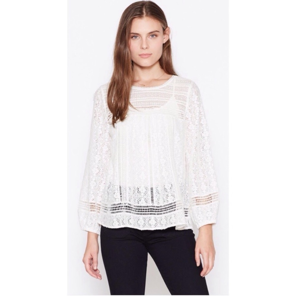 💕JOIE💕 Ganden Multi Lace 3/4 Sleeve Blouse